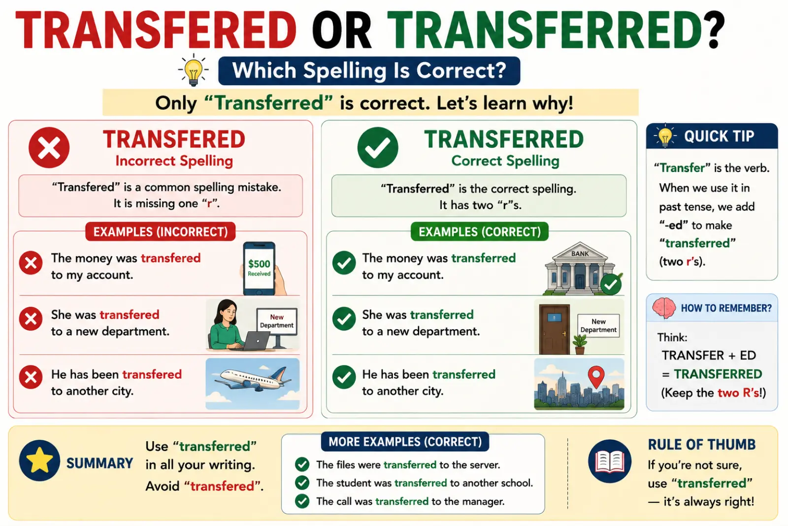 transfered-or-transferred